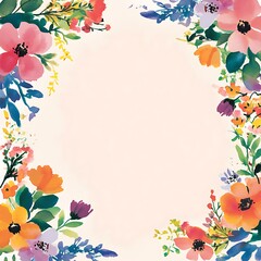 Fototapeta premium Watercolor Floral Frame with a Light Pink Background