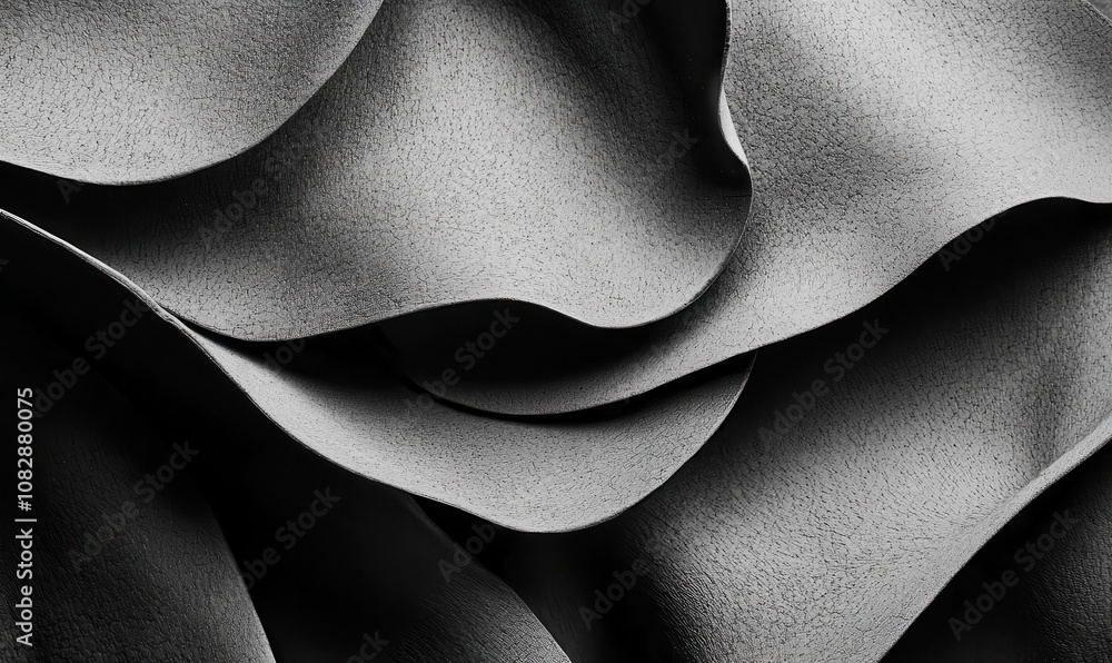 Poster exploring the elegance of abstract monochrome textures in flowing patterns