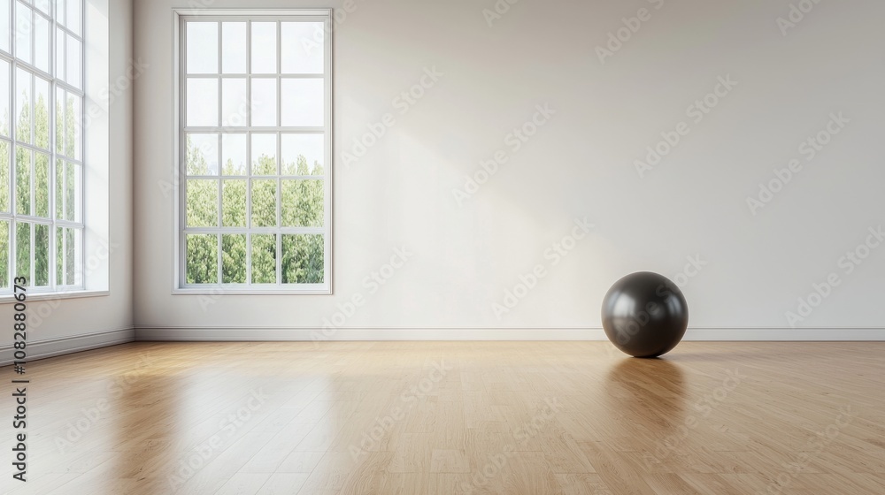 Poster refreshing minimalist space for exercise bright open room with natural light calm environment serene