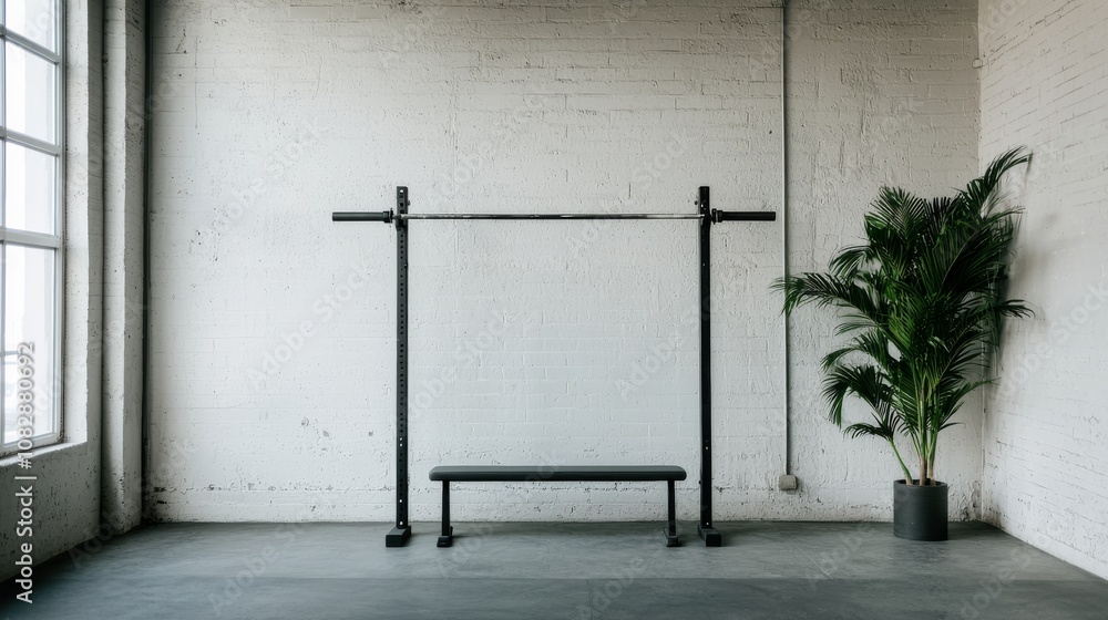 Poster minimalist space for exercise refreshing gym setup in a modern studio environment focus on open desi