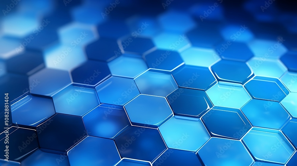 Poster blue hexagonal pattern creates a mesmerizing cool and tranquil visual design