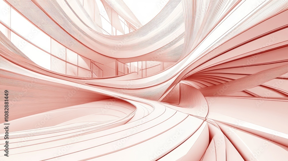 Poster abstract architectural background in a line art style featuring a three dimensional illustration