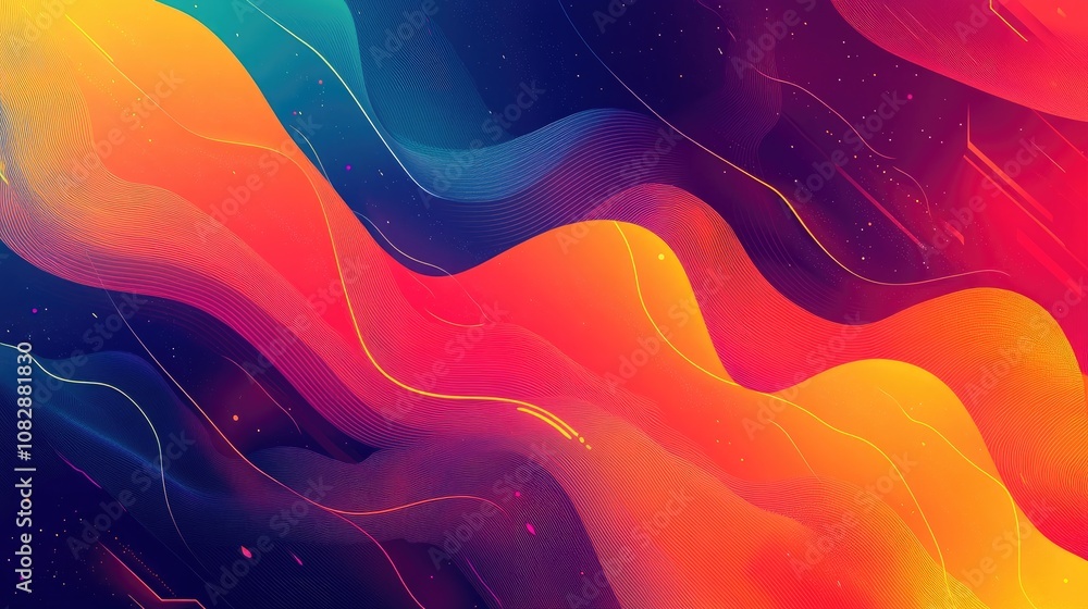 Poster psychedelic wave background featuring a vibrant gradient in a modern abstract style trendy design te