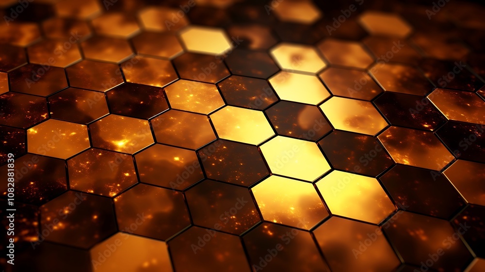 Poster brown hexagonal pattern forms a mesmerizing warm and earthy geometric display