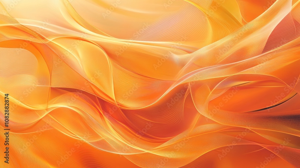 Poster abstract illustration featuring an elegant orange background with flowing waves and dynamic lines