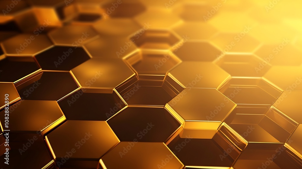 Poster gold hexagonal pattern forms a mesmerizing luxurious and radiant geometric design