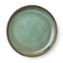 Antique empty ceramic plate isolated on white background