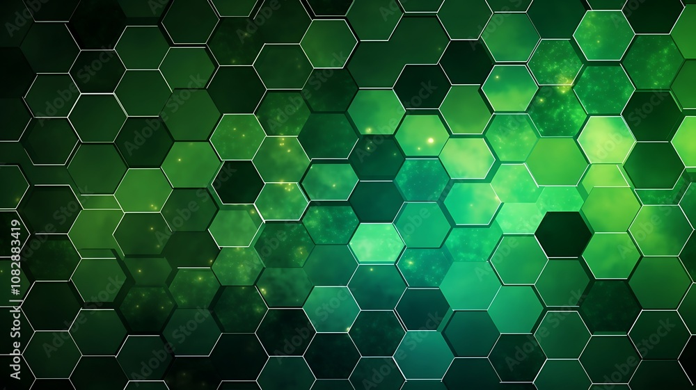 Poster green hexagonal pattern creates a mesmerizing natural and calming visual display