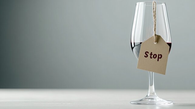 Promoting awareness and responsible drinking with a glass of red wine and a stop sign
