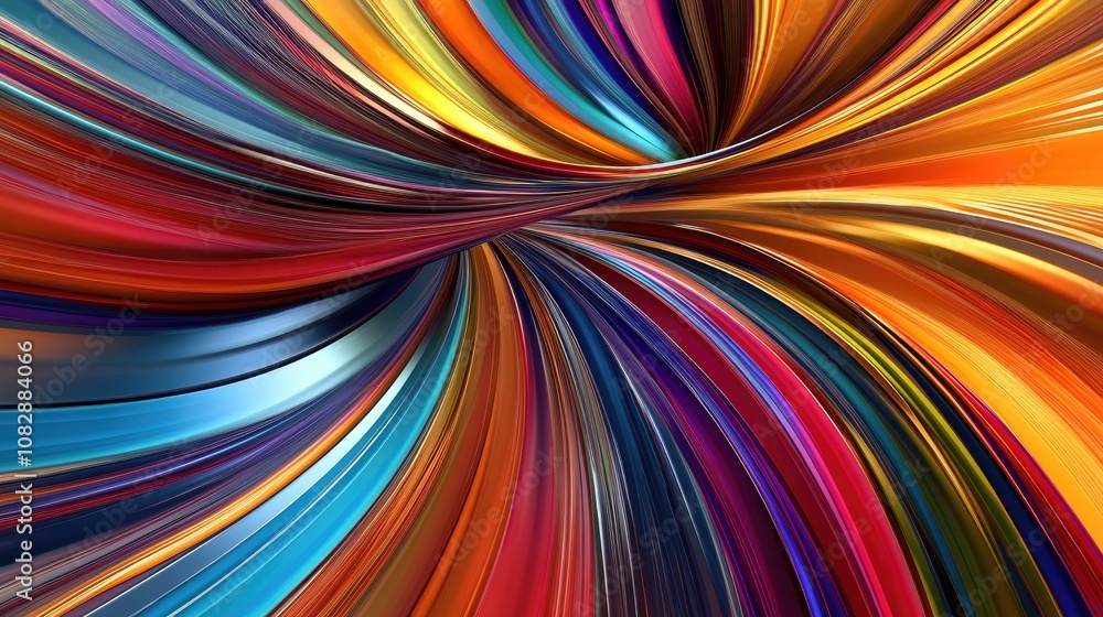 Poster abstract 3d illustration featuring colorful lines in a dynamic line art style