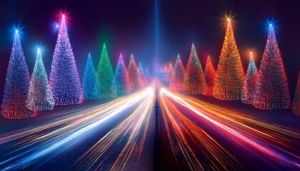 christmas colourful tree with lights