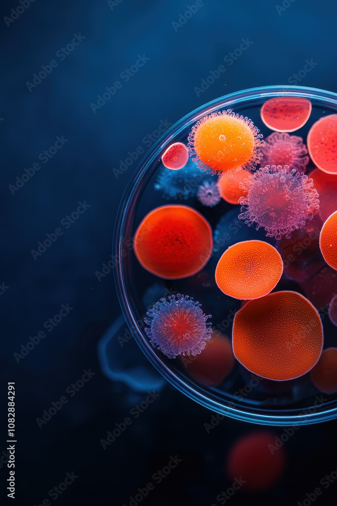 Poster microscopic exploration of vibrant cell structures in a laboratory setting