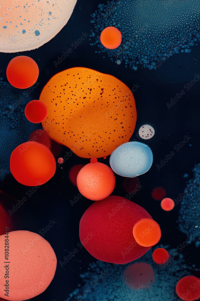 Poster exploring the vibrant dynamics of fluid interactions in a microscopic universe