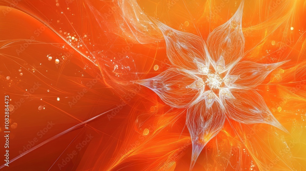 Aufkleber line art illustration featuring an abstract orange background with a fractal explosion star design h