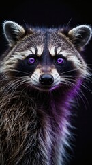 Fototapeta premium Vibrant Purple Eyes Raccoon Wallpaper Background