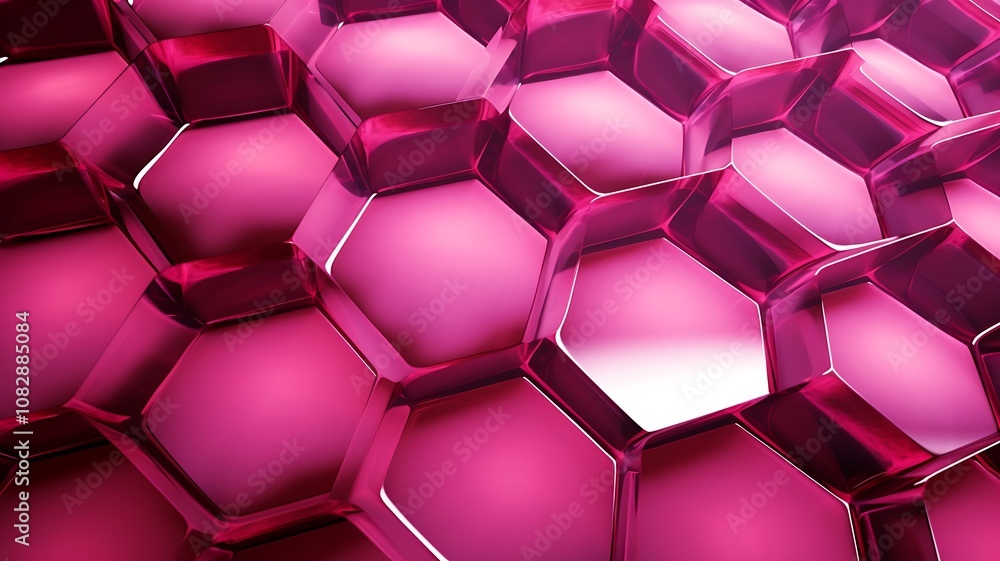 Poster magenta hexagonal pattern creates a mesmerizing vibrant and striking geometric display