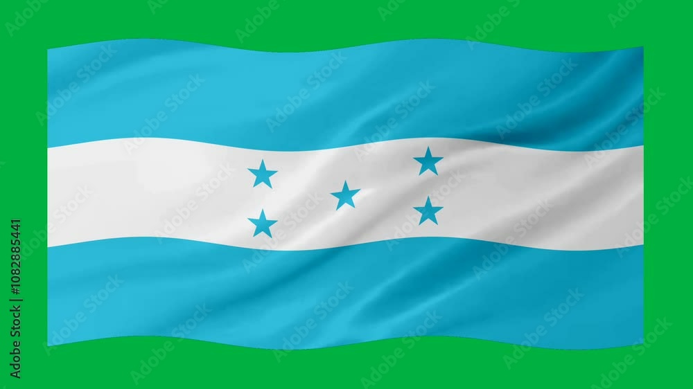 Poster honduras waving flag loop animation with glowing 3d shade isolated on green background