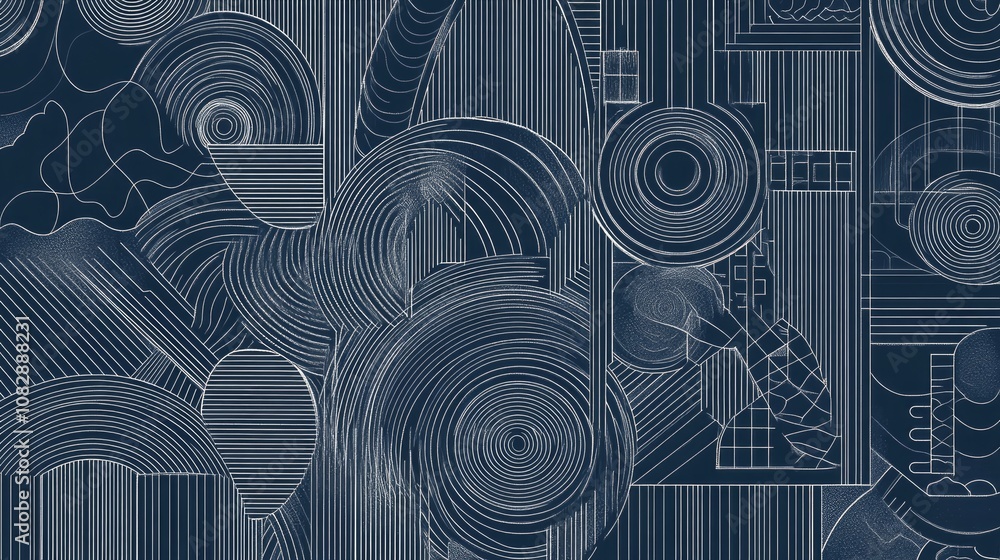 Aufkleber abstract geometric background in a line art illustration featuring intricate patterns and shapes