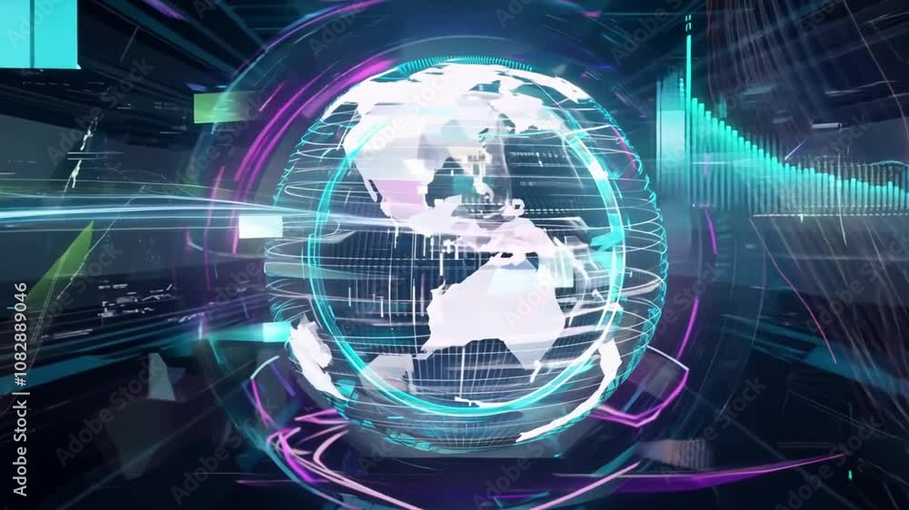 Poster abstract globe showcasing tech and ai generative ai