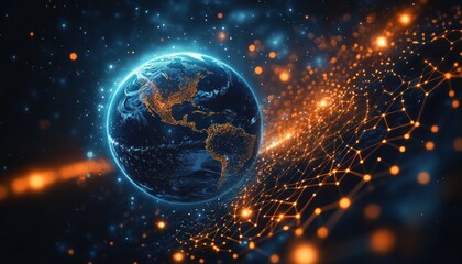 Obraz premium Global network connection, digital earth.