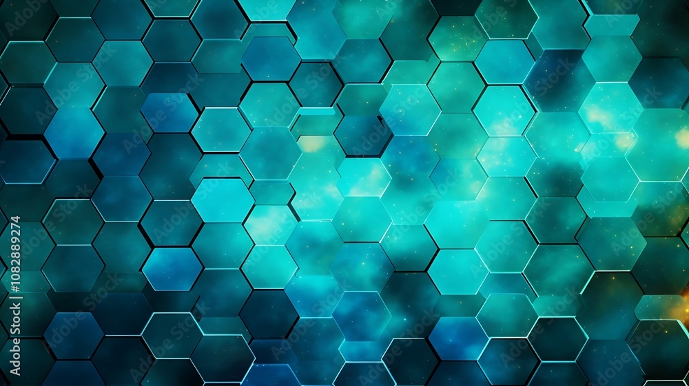 Poster turquoise hexagonal pattern forms a mesmerizing display of cool hues