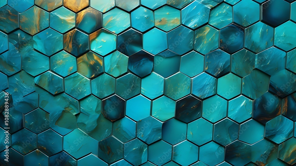 Poster turquoise hexagonal pattern forms a mesmerizing display of cool hues