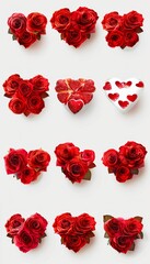 Fototapeta premium of Valentine's Day heart shapes crafted from vibrant red roses, adorned with decorative elements
