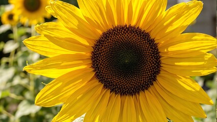 Obraz premium Vibrant sunflower in full bloom detailed petals and seeds golden yellow hues and soft shadows
