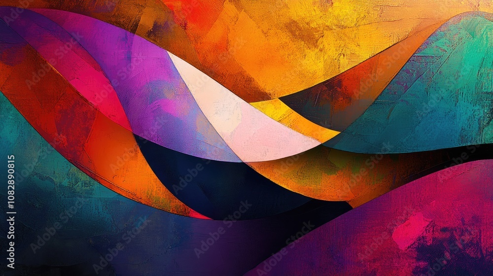 Aufkleber colorful band lines in an abstract design featuring line art elements created through digital techni
