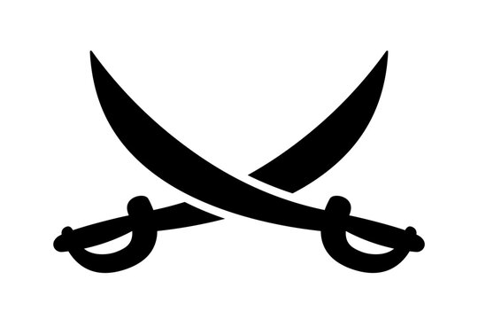 Crossed pirate swords silhouette icon. Clipart image isolated on white background