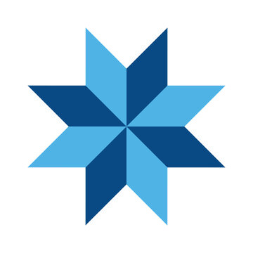 Two colour quilt star icon. Clipart image isolated on white background