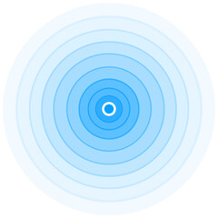 Radar icon blue color isolated on white background. Signal concentric circles icons. Sonar sound wave vector 10 eps
