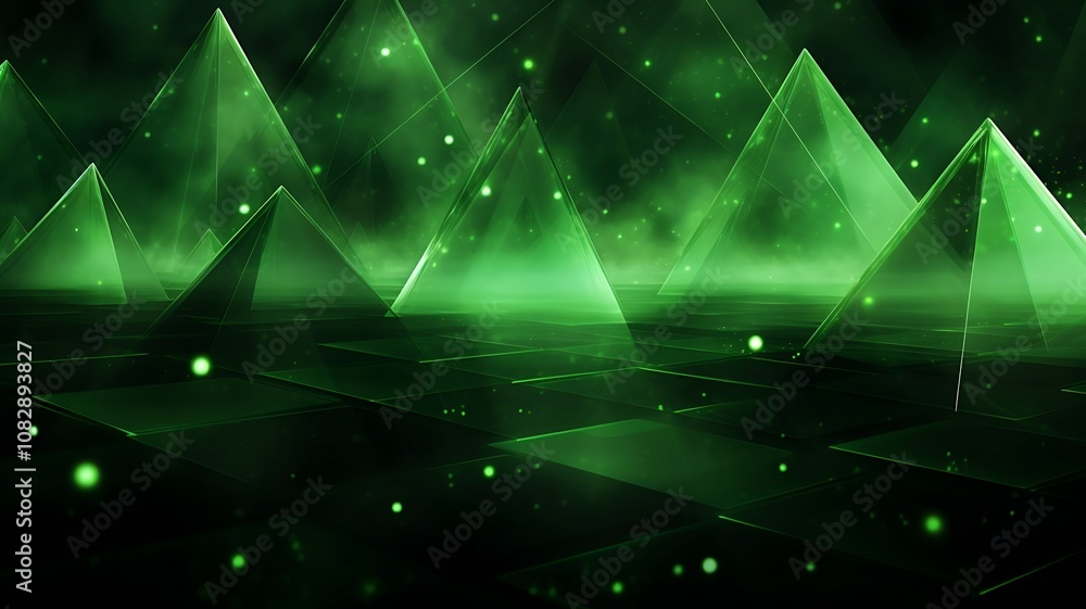 Poster green triangular shapes create a vibrant and mesmerizing geometric display