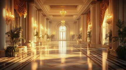 Fototapeta premium Grand Hallway with Sunlight