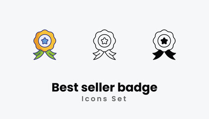 Best seller badge Icons thin line and glyph vector icon stock illustration