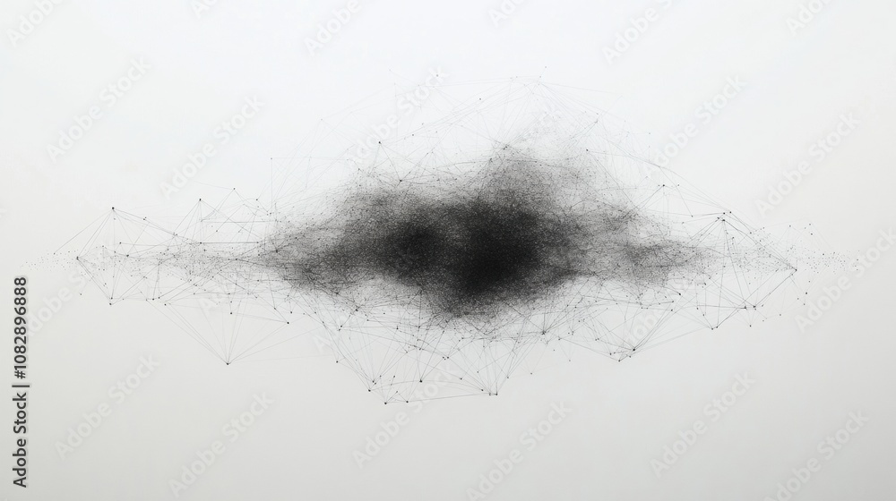 Poster A detailed schematic illustrates a data cloud with thin lines stretching outwards, representing connectivity and information flow. Generative AI