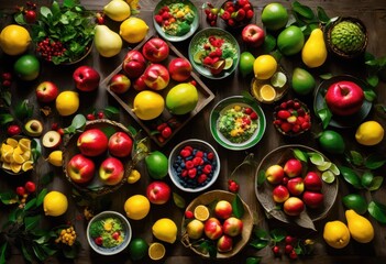 vibrant colorful food flatlays showcasing array eye catching textures shapes visual delight inspiration, appetizing, aesthetic, backdrop, beverage, bright