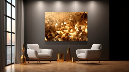 Golden Triangular Shapes Craft a Mesmerizing and Radiant Pattern Display
