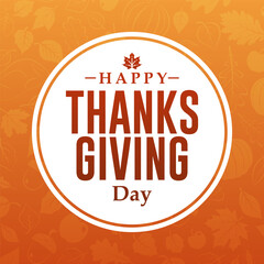 Happy Thanksgiving Day, trendy Thanksgiving Day banner with fall foliage, perfect background for social media, greeting cards, promotion and advertising 