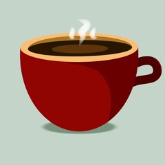 Red Coffee Cup with Steam 