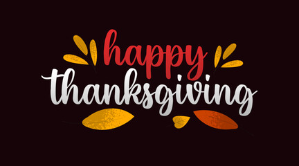 Happy Thanksgiving Day, trendy Thanksgiving Day banner with fall foliage, perfect background for social media, greeting cards, promotion and advertising 