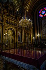 Fototapeta premium Istanbul, Turkey 09.03.2023: Bulgarian St. Stephen Church in istanbul. Inside Bulgarian Iron Church 