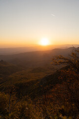sunset in autumn mountains in georgia