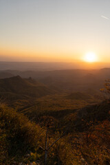 Autumn mountain forest at sunset - photo wallpaper background, georgia