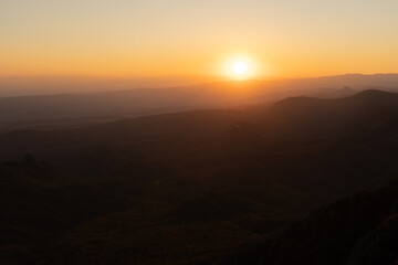 sunset in autumn mountains in georgia