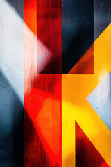 Naklejka premium Vibrant Geometric Abstraction with Bold Color Contrasts and Dynamic Design