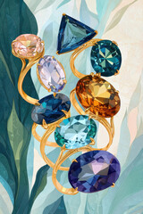Captivating Multicolored Gemstone Jewelry Design Showcasing Luxurious Elegance