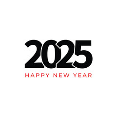 2025 Happy New Year logo text design.