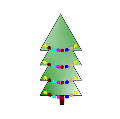 Fototapeta premium Minimalistic drawing of Christmas tree. Colorful vector illustration in flat geometric style with gradient fill.