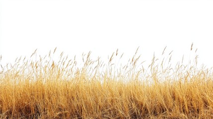 Obraz premium Dry grass swaying gently against white background